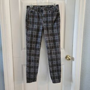 Paige Huxton Ankle Jeans Black Atlantic Tartan Plaid Size 27